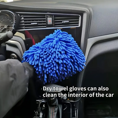 MICROFIBER WASH MITT - BLUE THICK AND ABSORBENT SCRATCH FREE  - CAR CLEANING