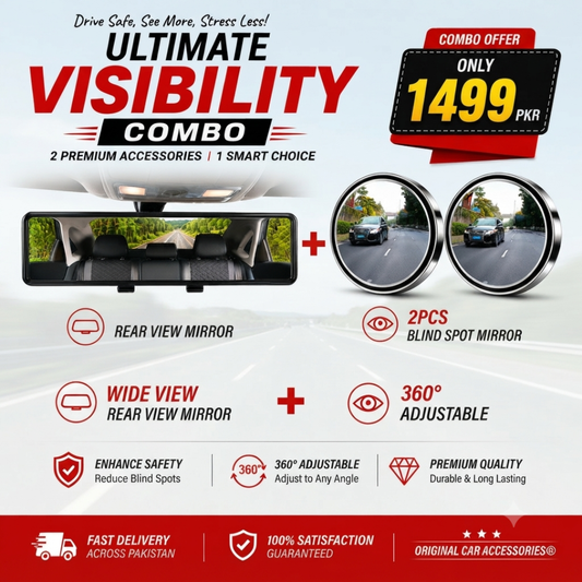 REAR VIEW  MIRROR + 2PCS CAR BLIND SPOT MIRROR
