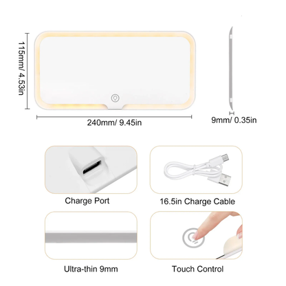 Rechargeable Car Make-Up LED Mirror
