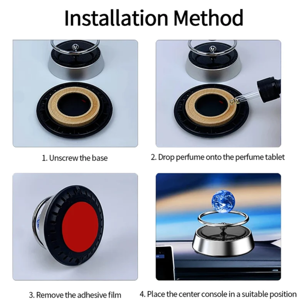 SOLAR METAL  EARTH ROTATION CAR DASHBOARD PERFUME - CAR AIR FRESHENER