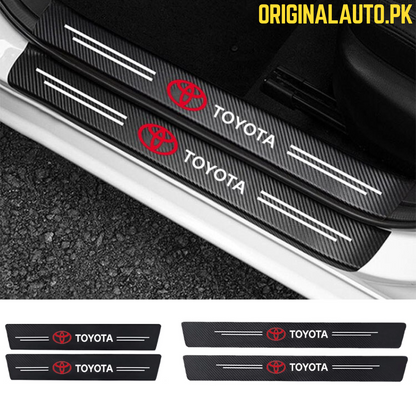 TOYOTA LOGO CARBON FIBER SILL PROTECTOR 4 Pcs