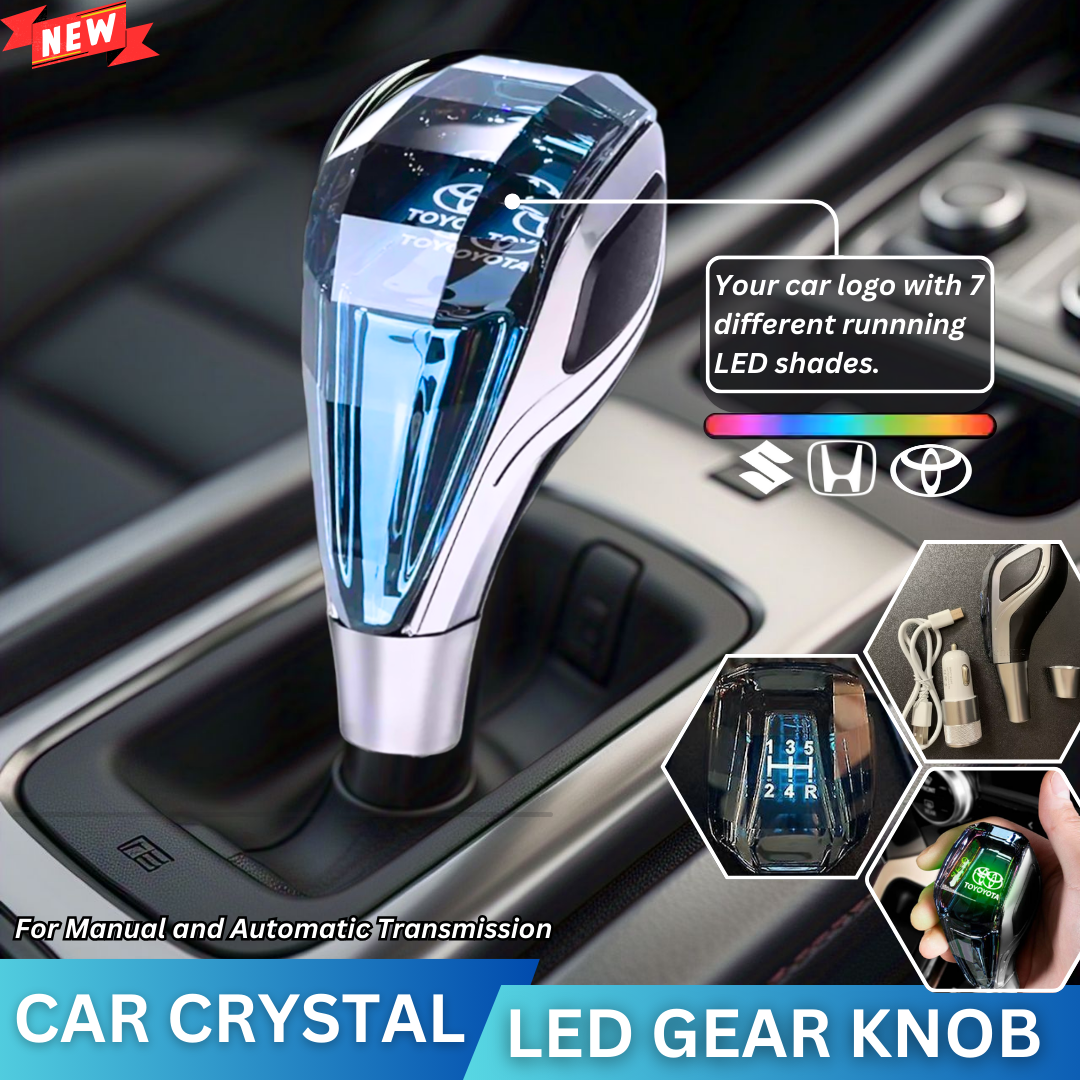Universal Crystal Shape Gear Knob Car LED Crystal Touch Activated With ( Charger + Cable )