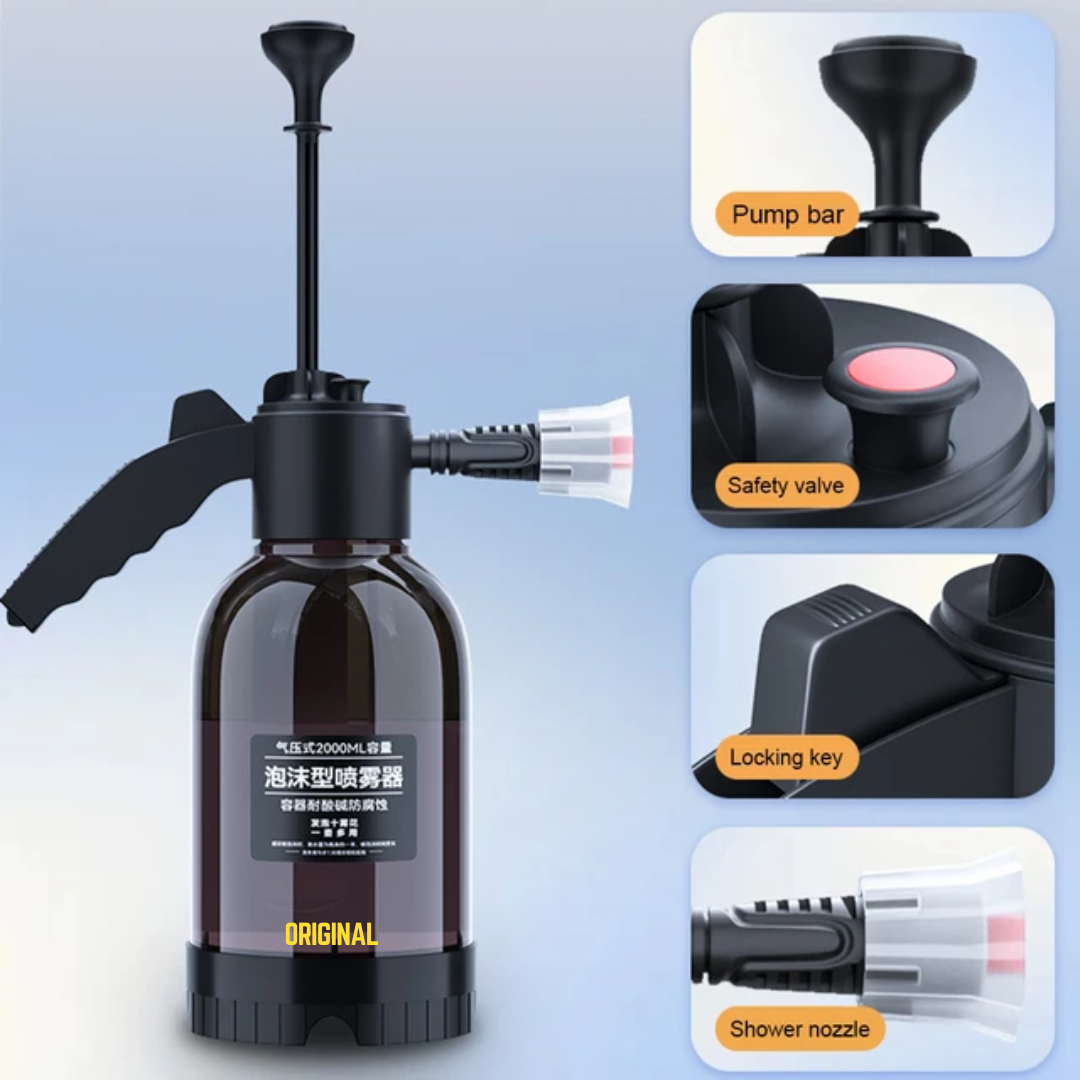 PORTABLE HIGH PRESSURE CAR WASH FOAM SPRAYER 2L (BLACK) DURABLE BUILT