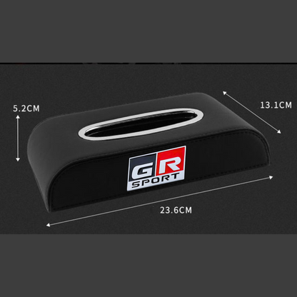 TXR PU LEAHTER GR LOGO CAR TISSUE BOX