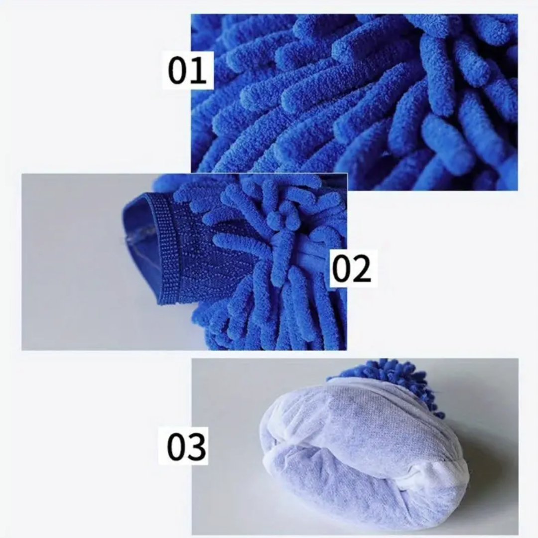MICROFIBER WASH MITT - BLUE THICK AND ABSORBENT SCRATCH FREE  - CAR CLEANING