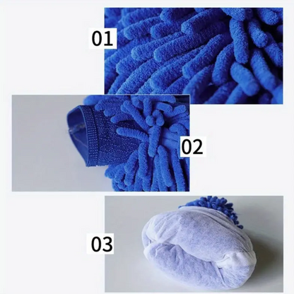MICROFIBER WASH MITT - BLUE THICK AND ABSORBENT SCRATCH FREE  - CAR CLEANING