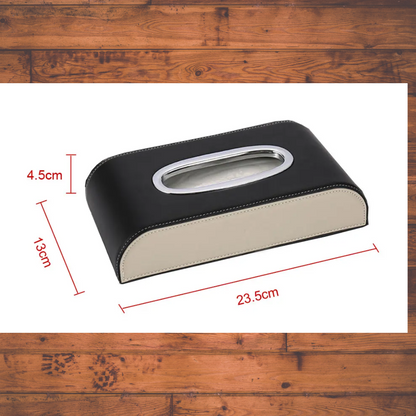 HIGH QUALITY TISSUE BOX - PU LEATHER - BLACK & BEIGE - PREMIUM DESIGN