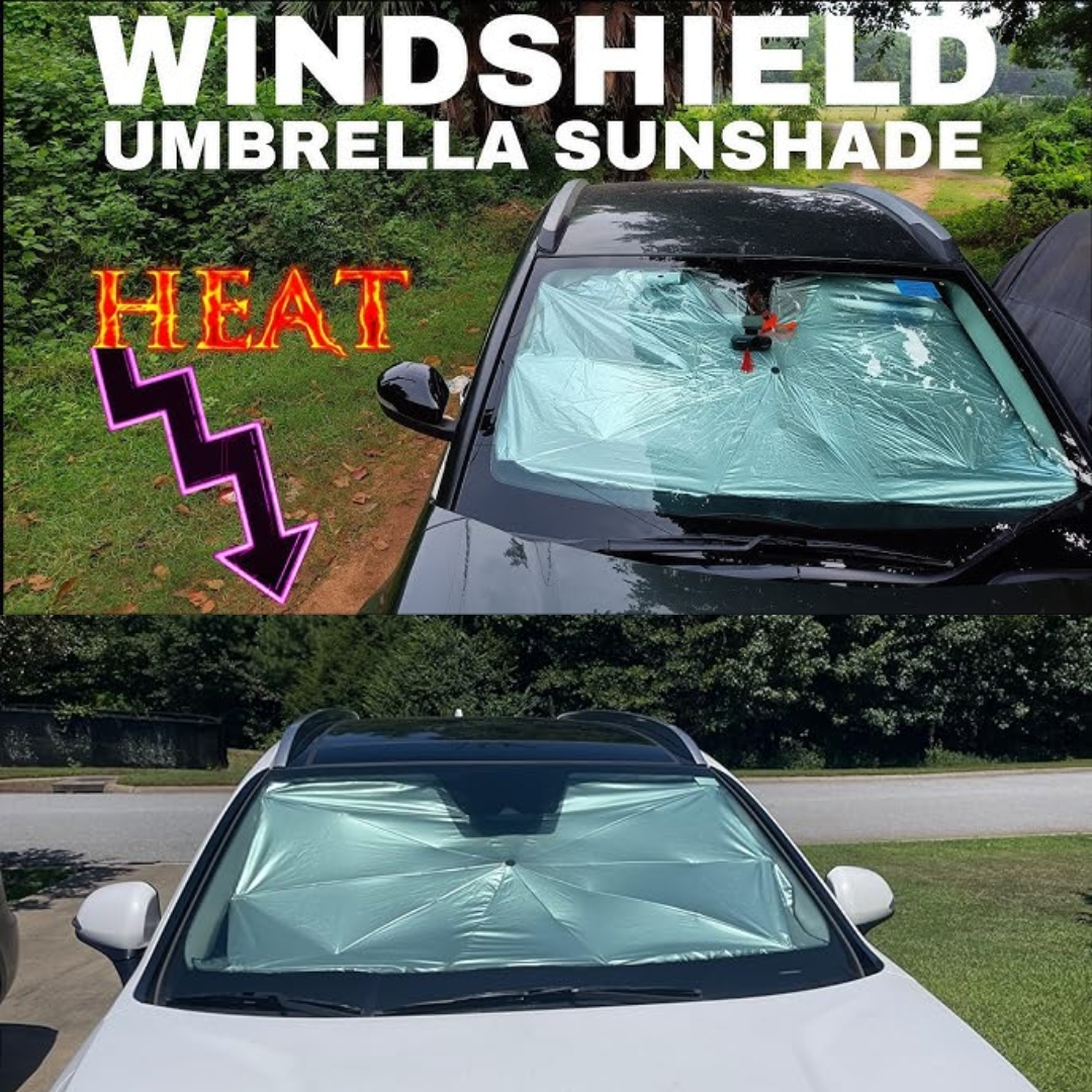 UNIVERSAL CAR UMBRELLA WINDSCREEN SUNSHADE 130 BY 75 CM FOR SUV -CROSS OVER -SEDAN CARS