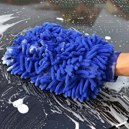 MICROFIBER WASH MITT - BLUE THICK AND ABSORBENT SCRATCH FREE  - CAR CLEANING