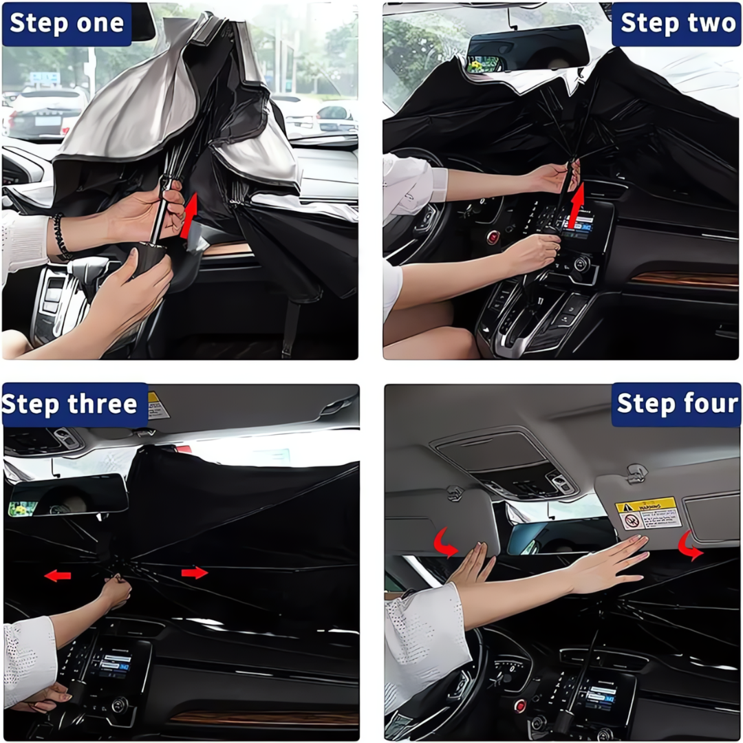 UNIVERSAL CAR UMBRELLA WINDSCREEN SUNSHADE 130 BY 75 CM FOR SUV -CROSS OVER -SEDAN CARS